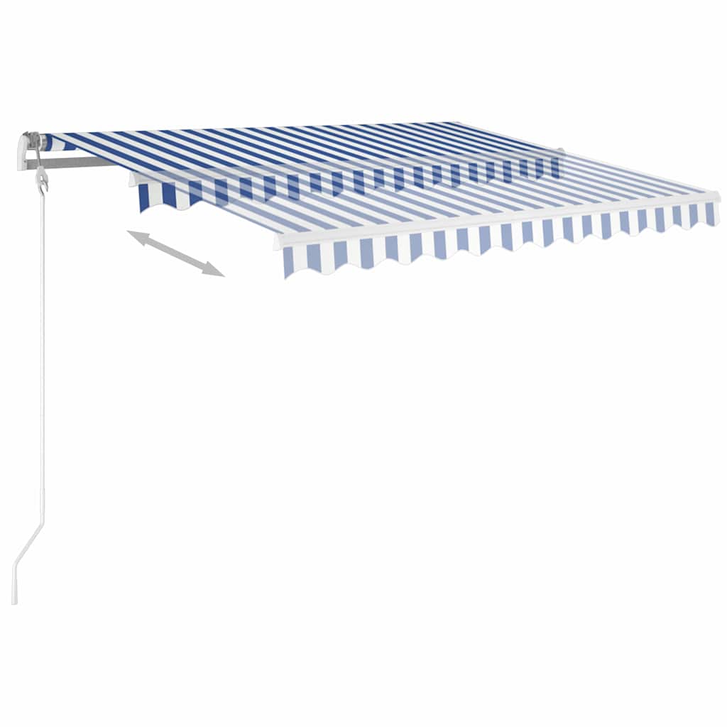 vidaXL Markise Manuell Einziehbar mit Pfosten 3x2,5 m Blau & Weiß