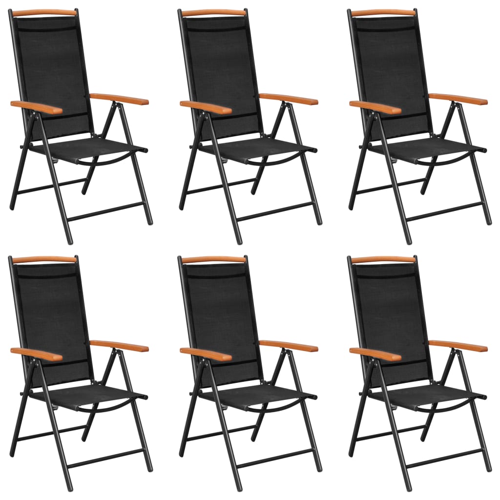 vidaXL 7-tlg. Garten-Essgruppe Aluminium Schwarz