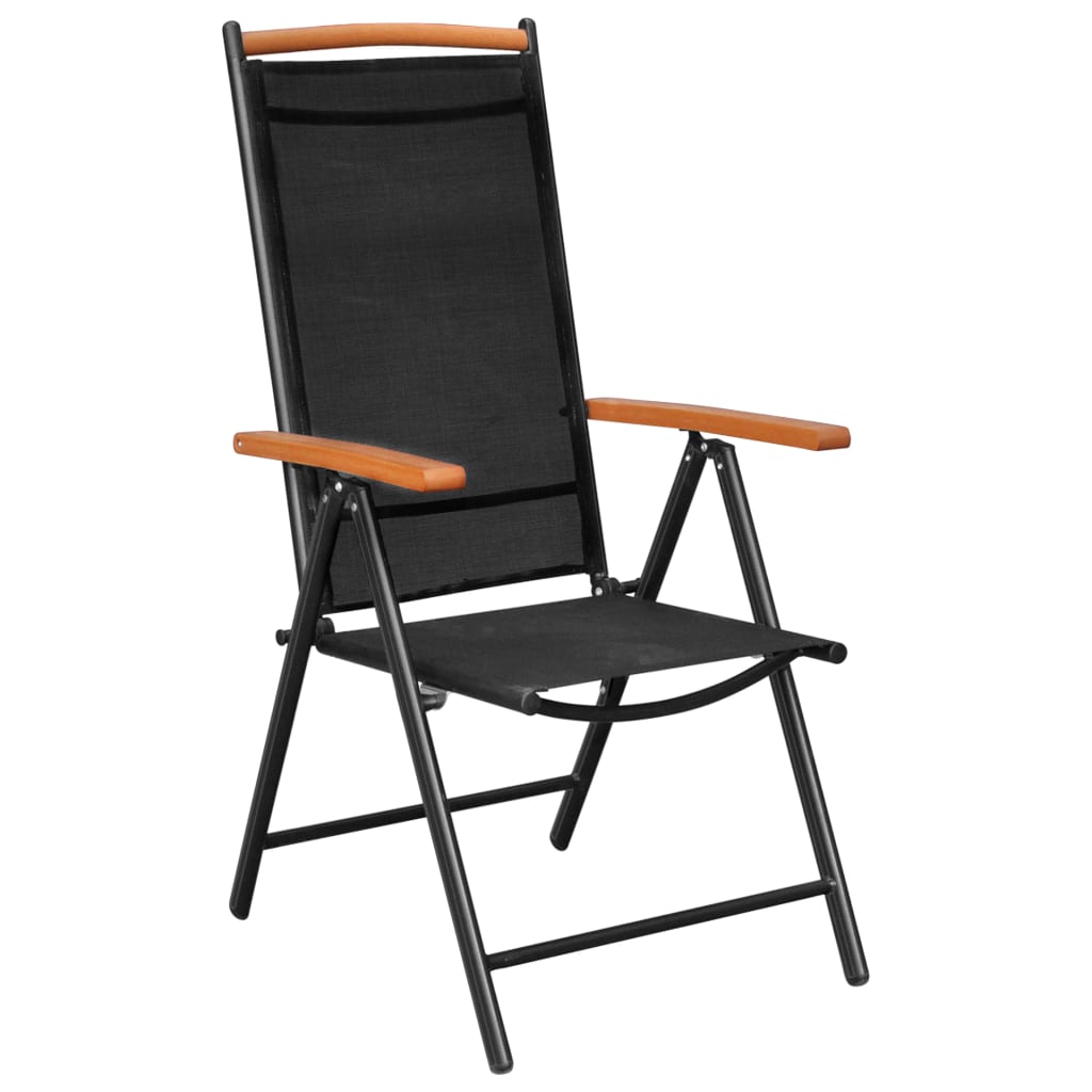 vidaXL 7-tlg. Garten-Essgruppe Aluminium Schwarz