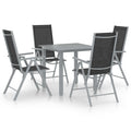vidaXL 5-tlg. Garten-Essgruppe Aluminium Silbern und Schwarz