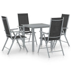 vidaXL 5-tlg. Garten-Essgruppe Aluminium Silbern und Schwarz