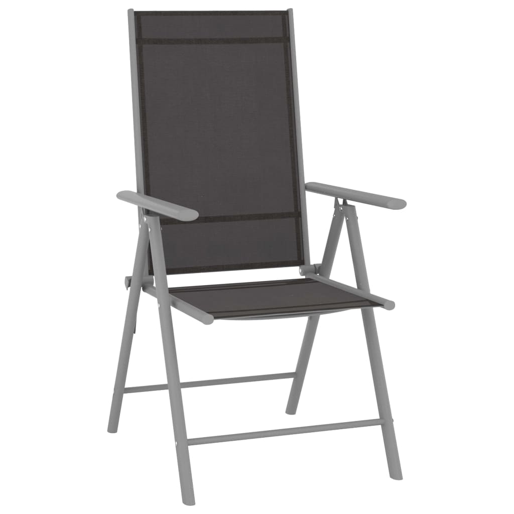 vidaXL 7-tlg. Garten-Essgruppe Aluminium Silbern und Schwarz