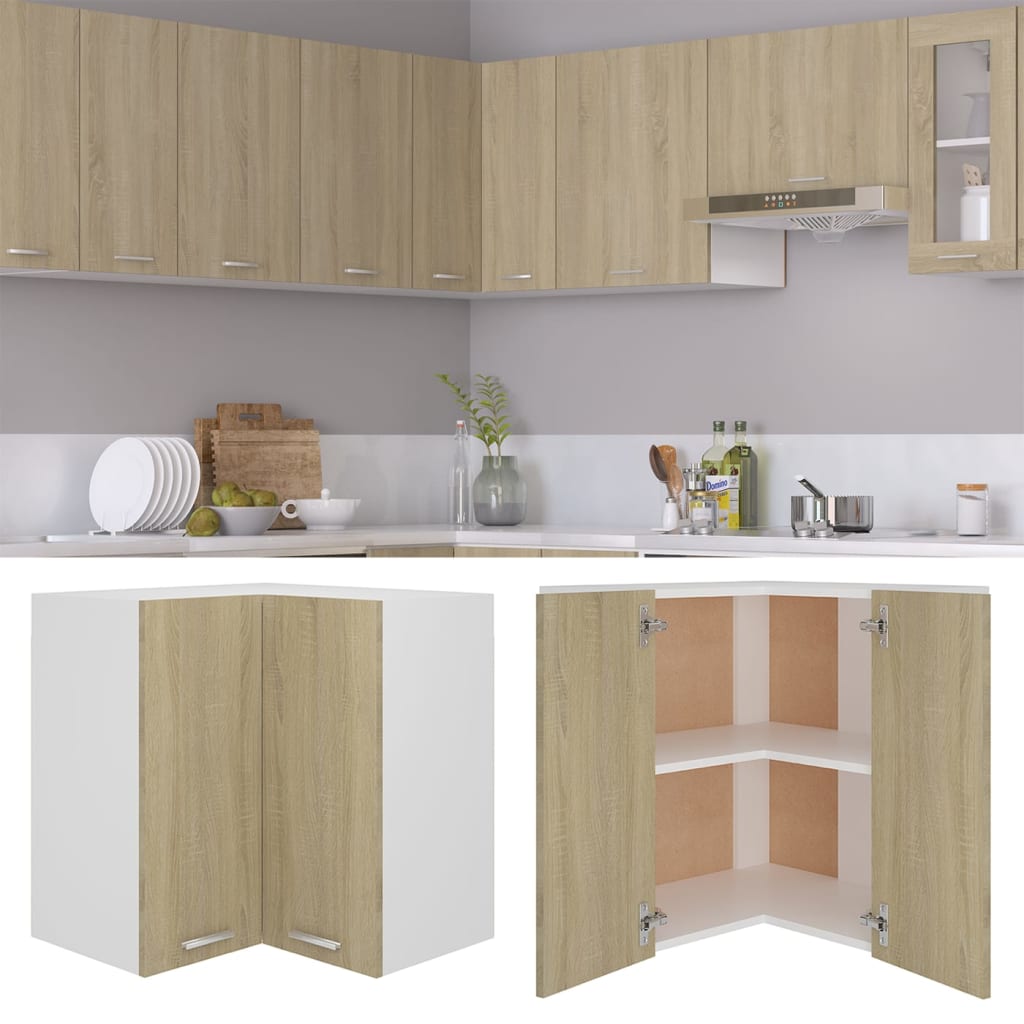 vidaXL Eckhängeschrank Lyon Sonoma-Eiche 57x57x60 cm Holzwerkstoff