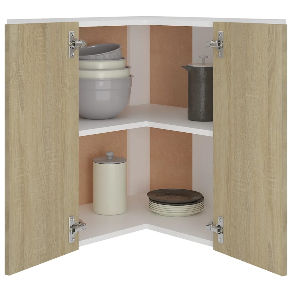 vidaXL Eckhängeschrank Lyon Sonoma-Eiche 57x57x60 cm Holzwerkstoff