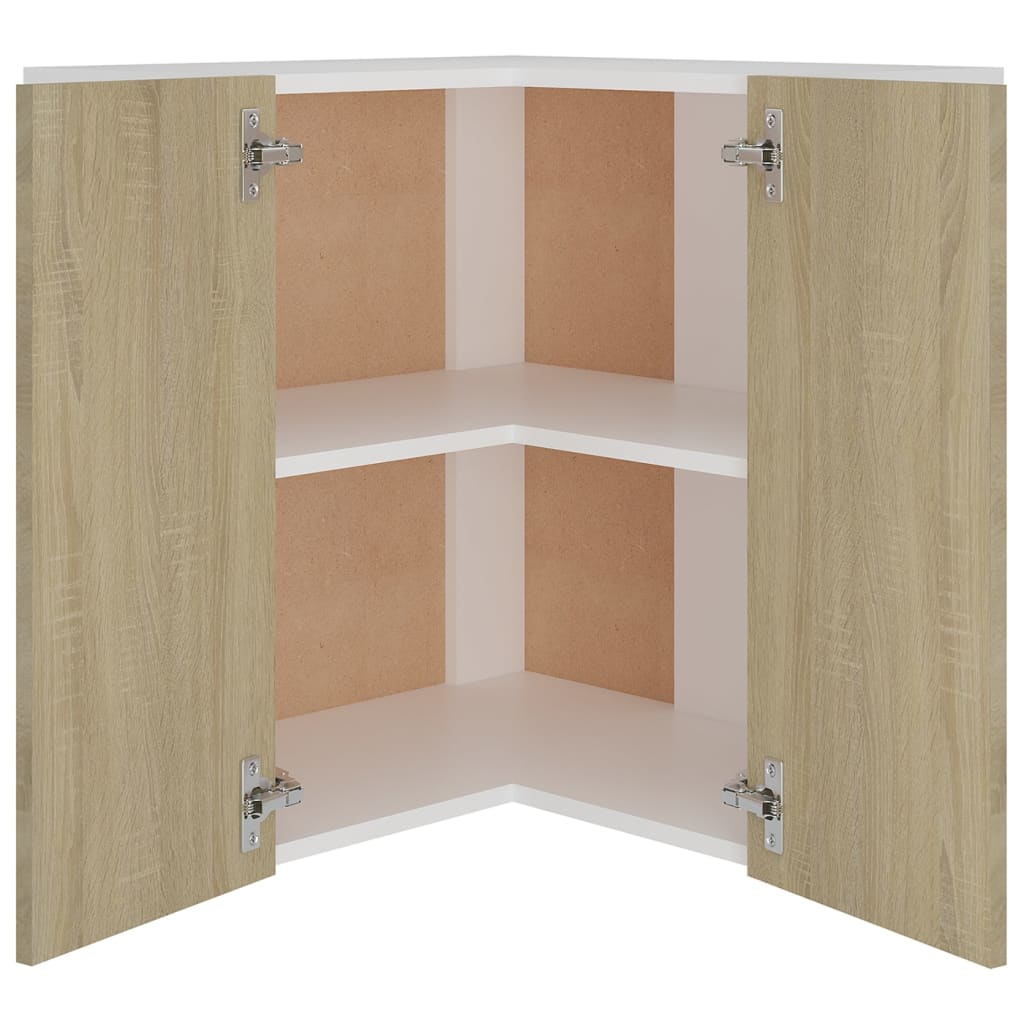 vidaXL Eckhängeschrank Lyon Sonoma-Eiche 57x57x60 cm Holzwerkstoff