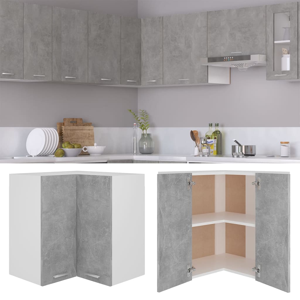 vidaXL Eckhängeschrank Lyon Betongrau 57x57x60 cm Holzwerkstoff