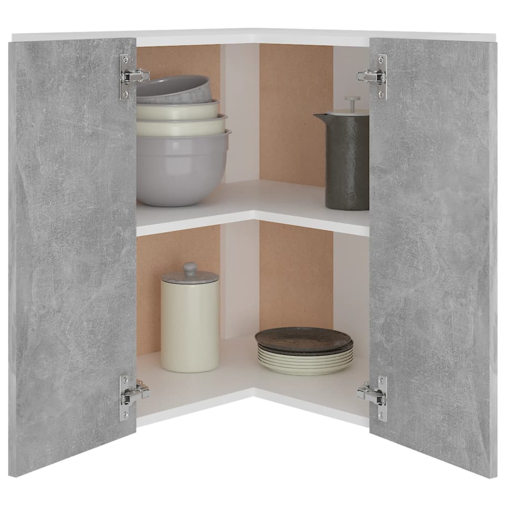 vidaXL Eckhängeschrank Lyon Betongrau 57x57x60 cm Holzwerkstoff