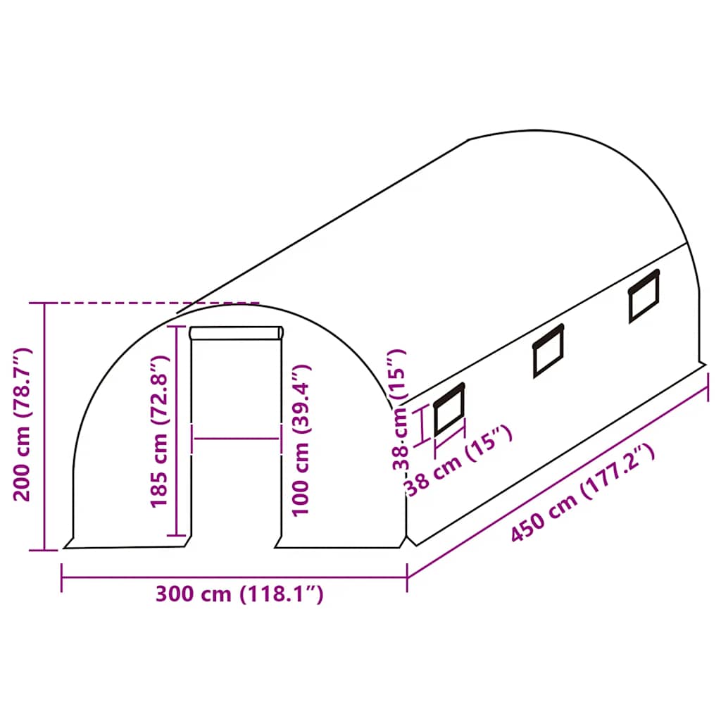 vidaXL Ersatzabdeckung für Gewächshaus (13,5 m²) 300x450x200 cm Grün