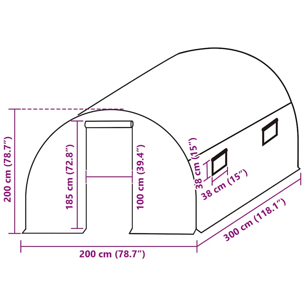 vidaXL Ersatzabdeckung für Gewächshaus (6 m²) 200x300x200 cm Grün