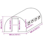 vidaXL Ersatzabdeckung für Gewächshaus (16 m²) 400x400x200 cm Grün