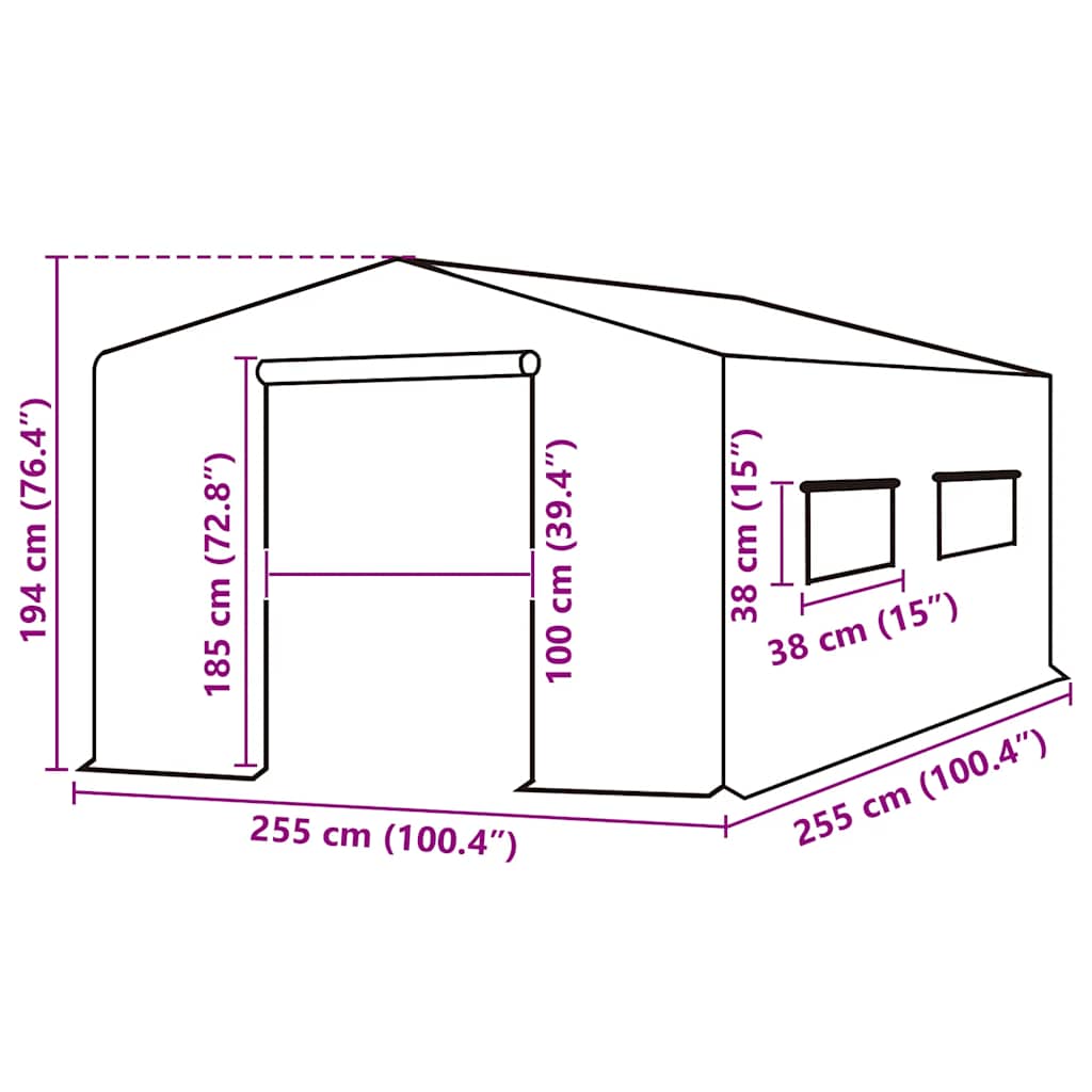 vidaXL Ersatzabdeckung für Gewächshaus (6,5025 m²) 255x255x194 cm Grün