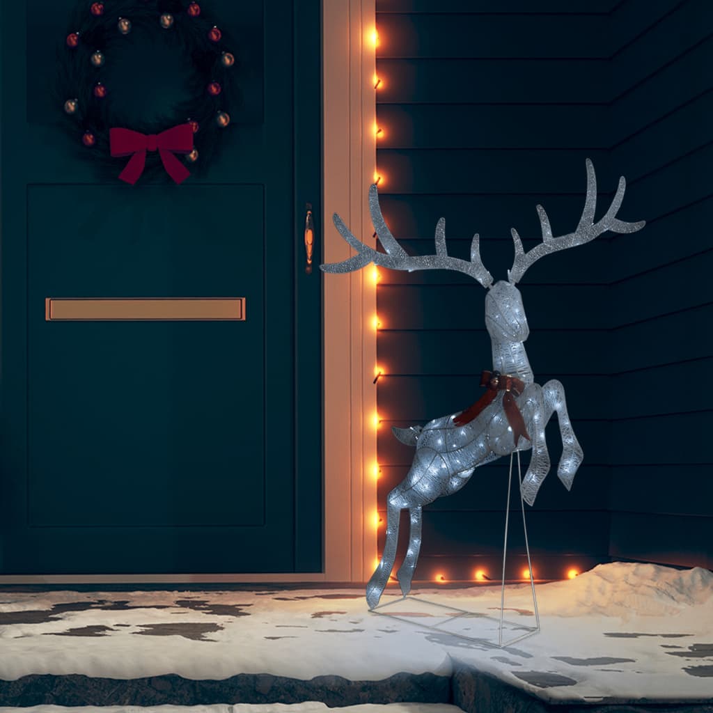 vidaXL LED-Rentier Fliegend Weihnachtsdeko 120 LEDs Weiß Kaltweiß
