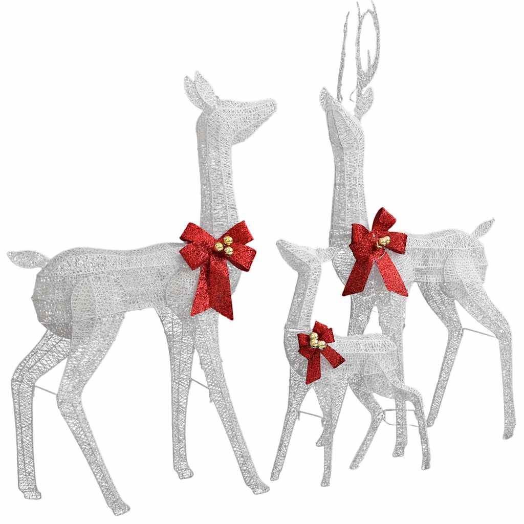 vidaXL Rentierfamilie Weihnachtsdekoration Weiß und Silber 201 LEDs