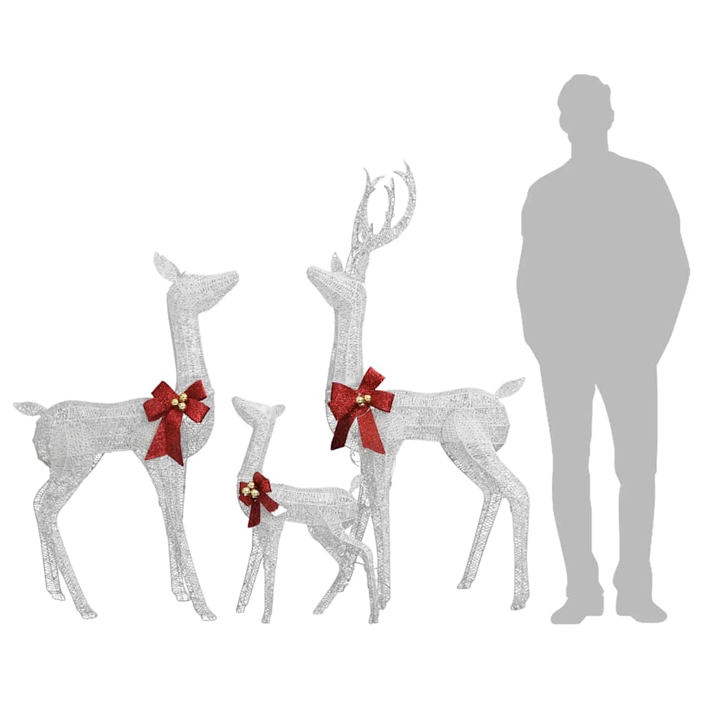 vidaXL Rentierfamilie Weihnachtsdekoration Weiß und Silber 201 LEDs