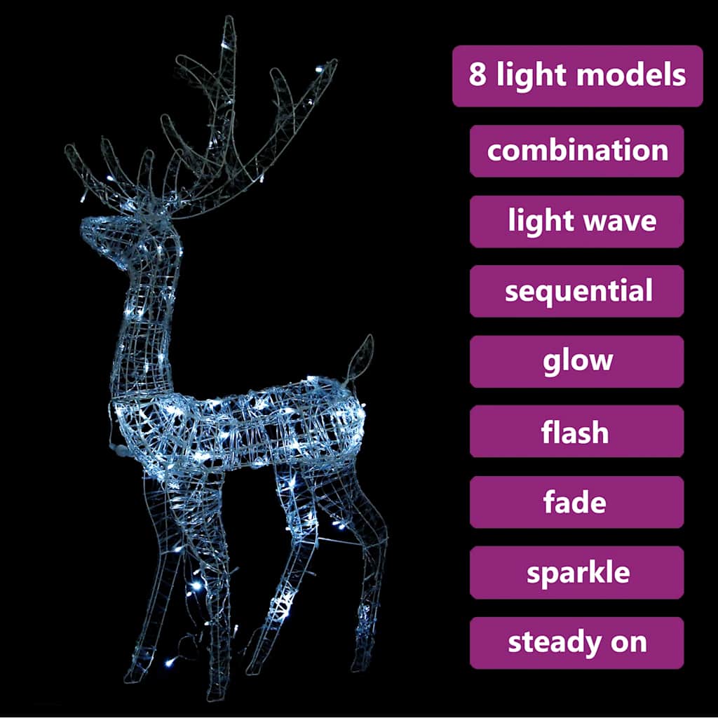vidaXL LED-Rentier Acryl Weihnachtsdeko 140 LEDs 120 cm Kaltweiß