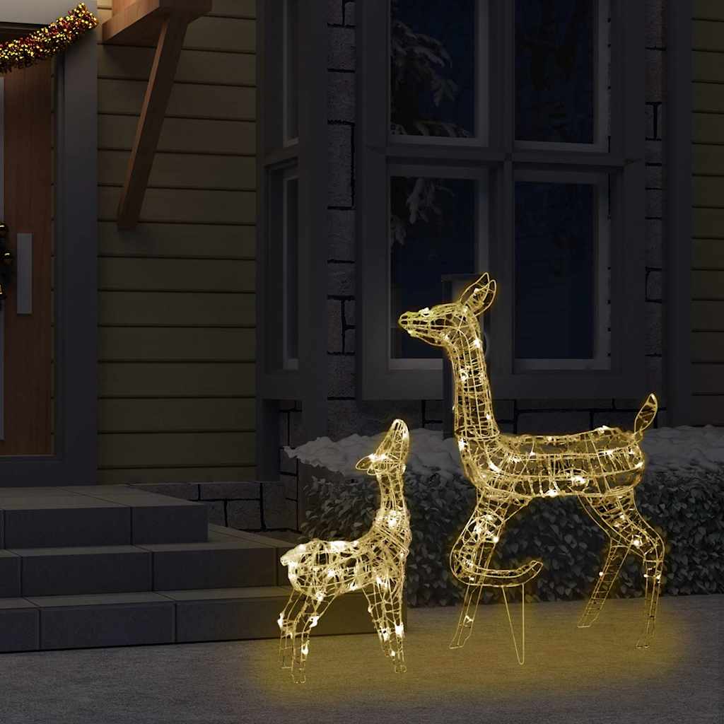 vidaXL LED-Rentier-Familie Weihnachtsdeko Acryl 160 LED Warmweiß