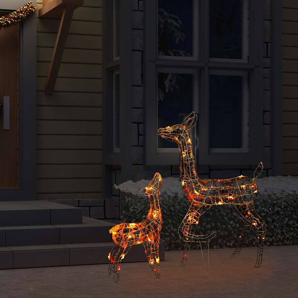 vidaXL LED-Rentier-Familie Weihnachtsdeko Acryl 160 LED Bunt