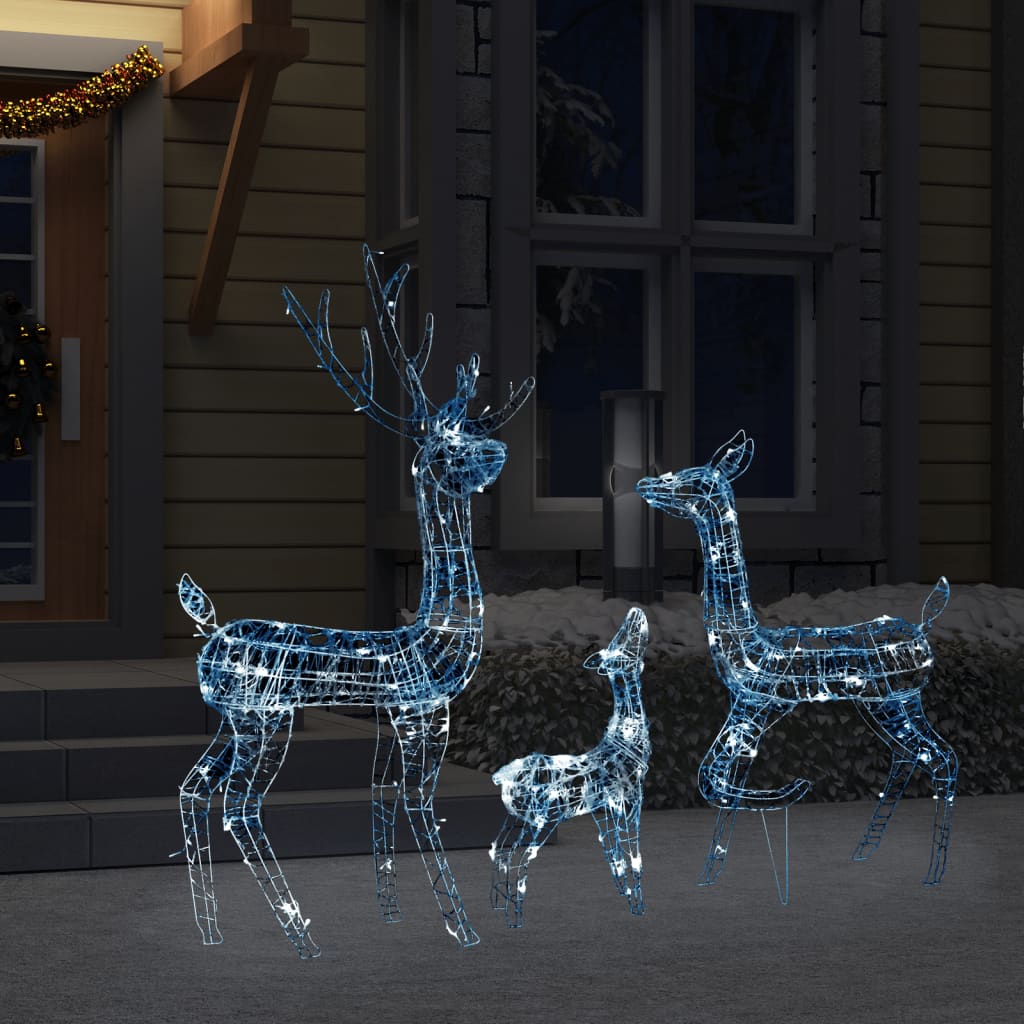 vidaXL LED-Rentier-Familie Weihnachtsdeko Acryl 300 LED Kaltweiß