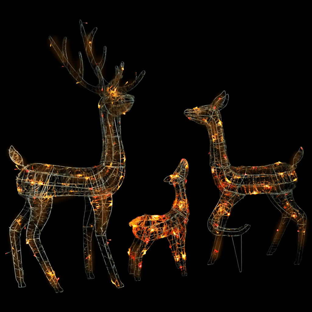 vidaXL LED-Rentier-Familie Weihnachtsdeko Acryl 300 LED Bunt