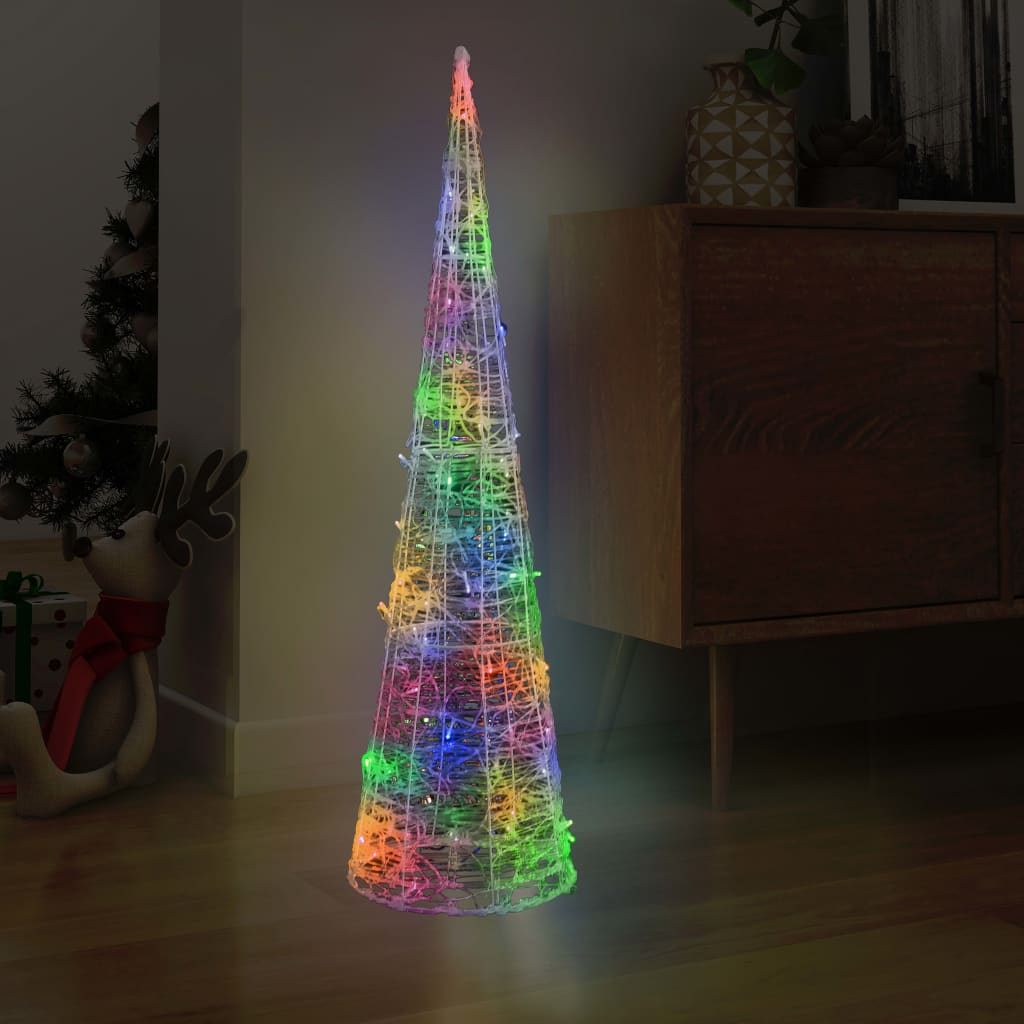 vidaXL LED-Kegel Acryl Weihnachtsdeko Pyramide Bunt 120 cm