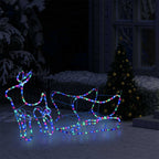 vidaXL Weihnachtsdekoration Rentiere und Schlitten Outdoor 252 LEDs