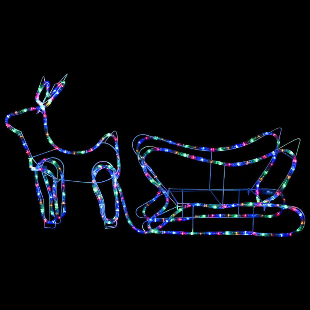 vidaXL Weihnachtsdekoration Rentiere und Schlitten Outdoor 252 LEDs