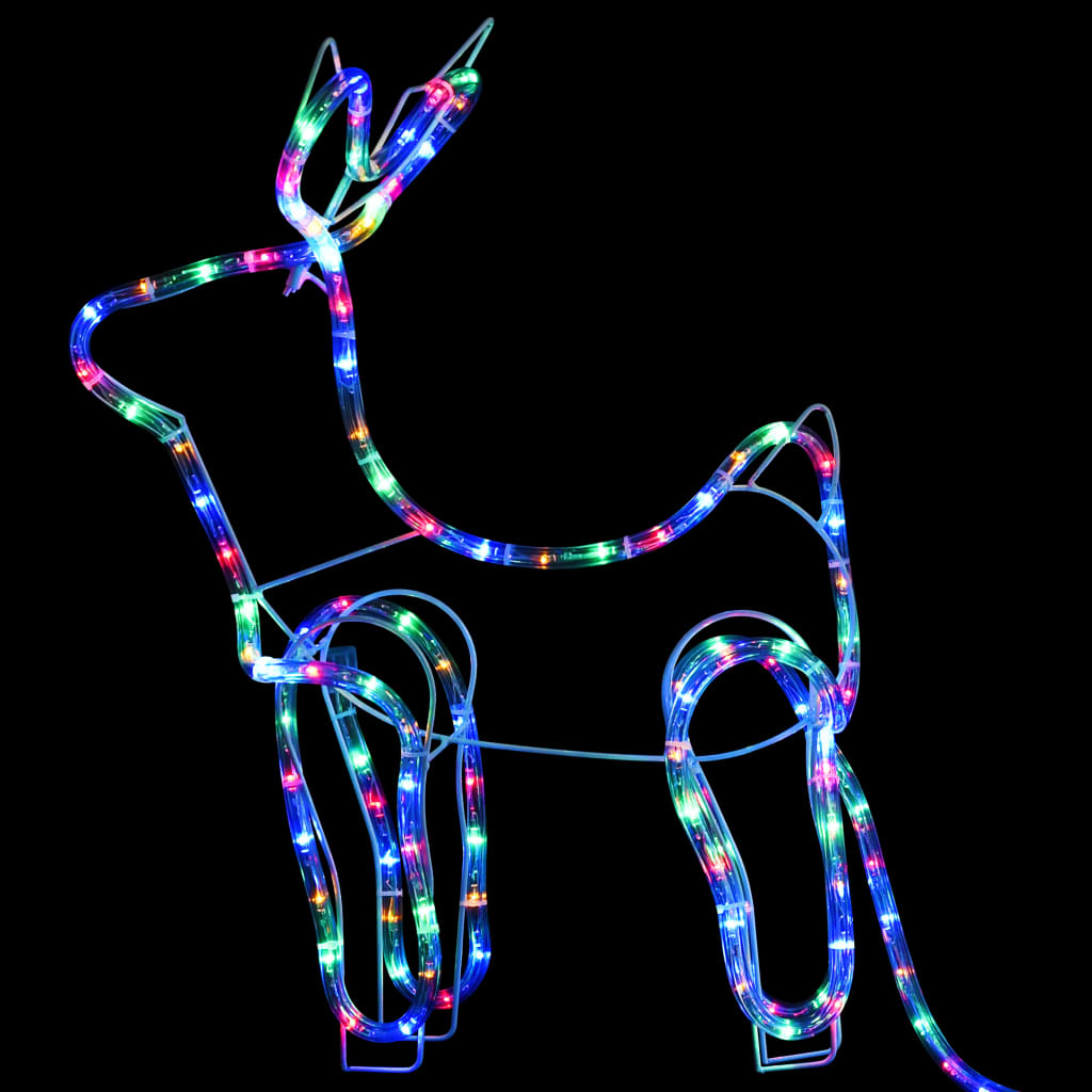vidaXL Weihnachtsdekoration Rentiere und Schlitten Outdoor 252 LEDs