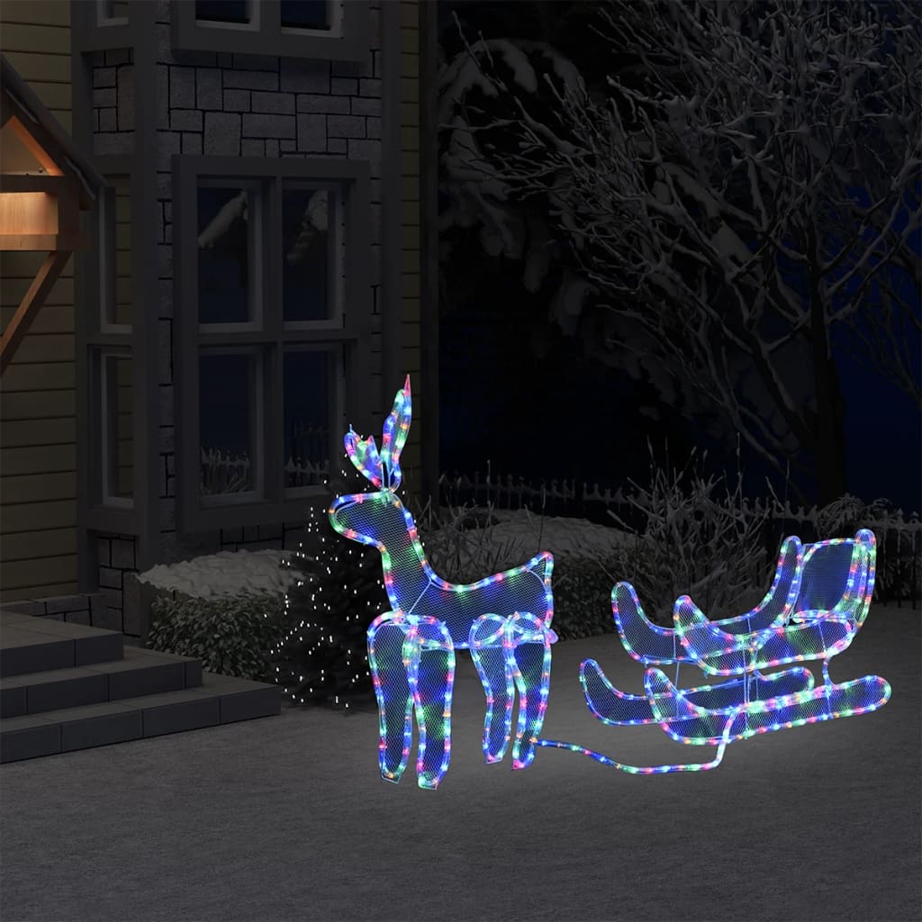 vidaXL LED-Rentier mit Schlitten und Mesh 432 LEDs