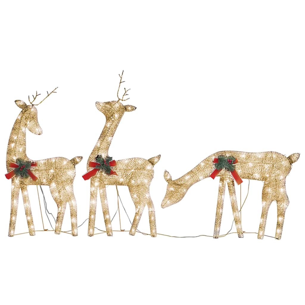 vidaXL Weihnachtsdeko LED Rentiere 270x7x90 cm Golden Warmweiß