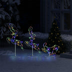 vidaXL Weihnachtsdeko LED Rentiere & Schlitten Acryl 260x21x87 cm Bunt