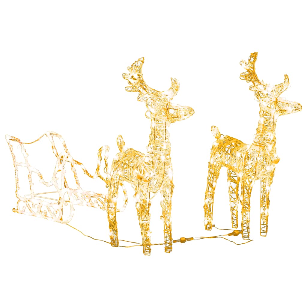 vidaXL Rentiere & Schlitten Weihnachtsdekoration 160 LEDs 130 cm Acryl