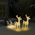 vidaXL Rentiere & Schlitten Weihnachtsdekoration 160 LEDs 130 cm Acryl