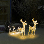 vidaXL Rentiere & Schlitten Weihnachtsdekoration 160 LEDs 130 cm Acryl