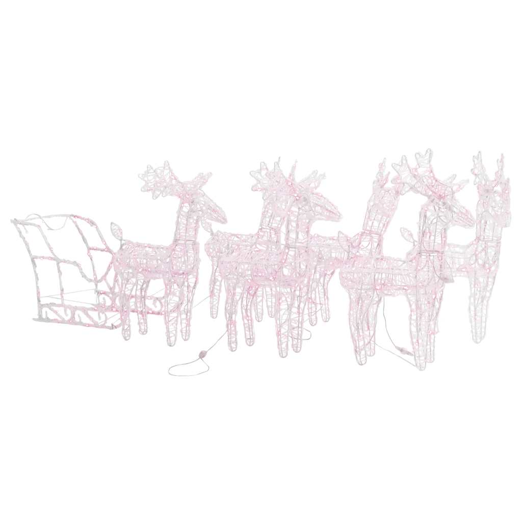 vidaXL Weihnachtsdekoration Rentiere & Schlitten 280x28x55 cm Acryl