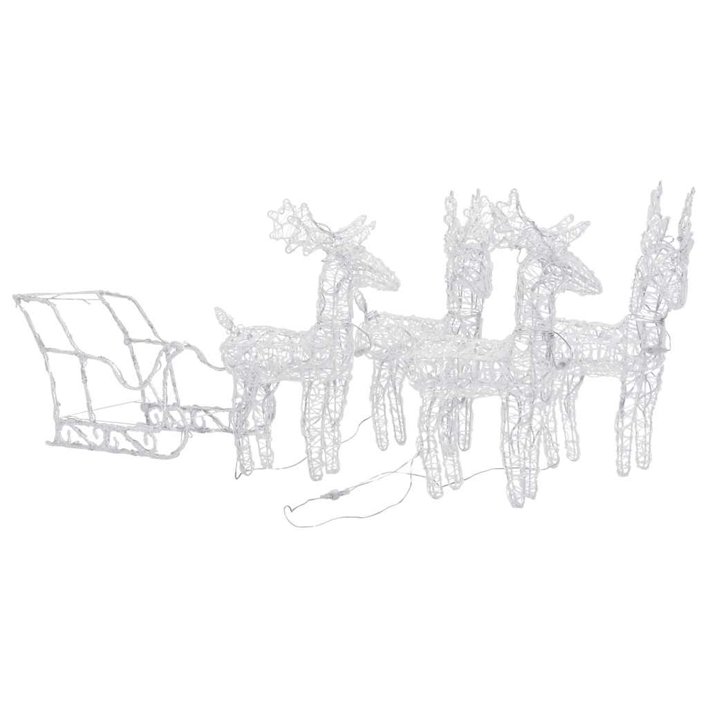 vidaXL Weihnachtsdekoration Rentiere & Schlitten 280x28x55 cm Acryl