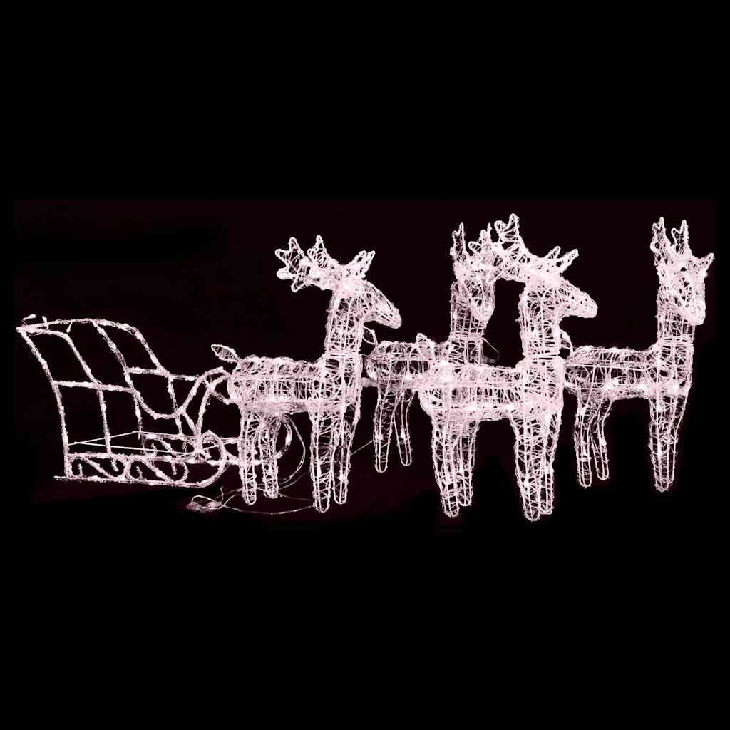 vidaXL Weihnachtsdekoration Rentiere & Schlitten 280x28x55 cm Acryl