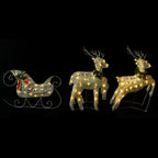 vidaXL LED-Rentier mit Schlitten Weihnachtsdeko 100 LEDs Outdoor Gold