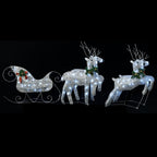 vidaXL LED-Rentier Schlitten Weihnachtsdeko 100 LEDs Outdoor Silbern