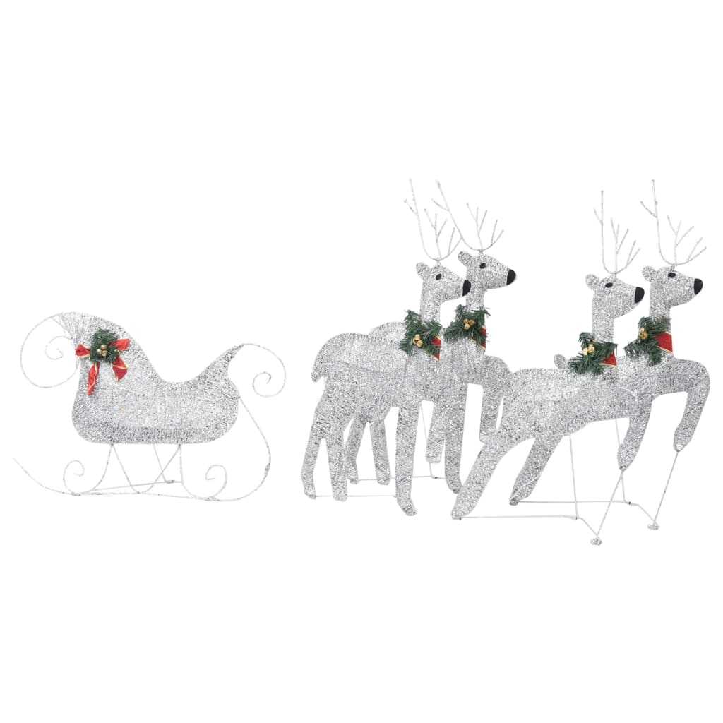 vidaXL LED-Rentier Schlitten Weihnachtsdeko 100 LEDs Outdoor Silbern