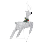 vidaXL LED-Rentier Schlitten Weihnachtsdeko 100 LEDs Outdoor Silbern