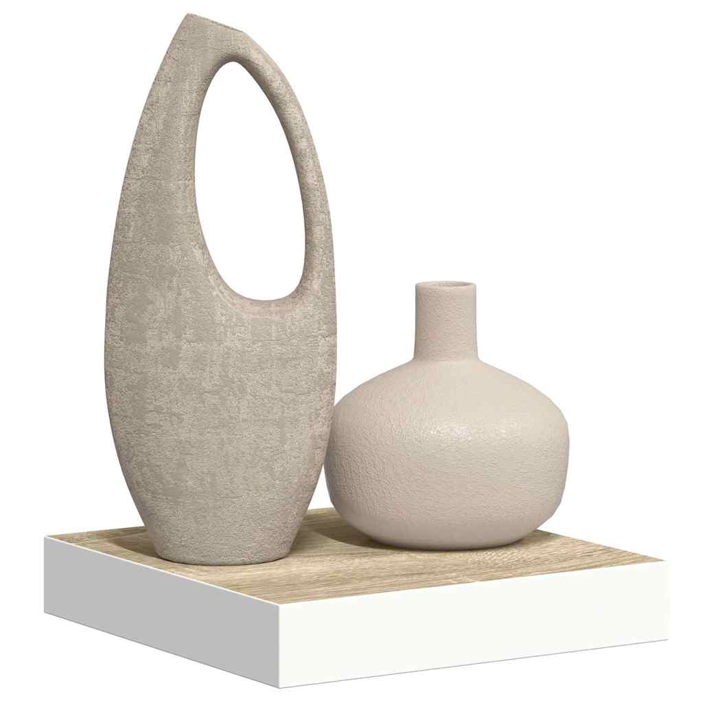 vidaXL Schweberegal Eichen-Optik und Weiß 23x23,5x3,8 cm MDF