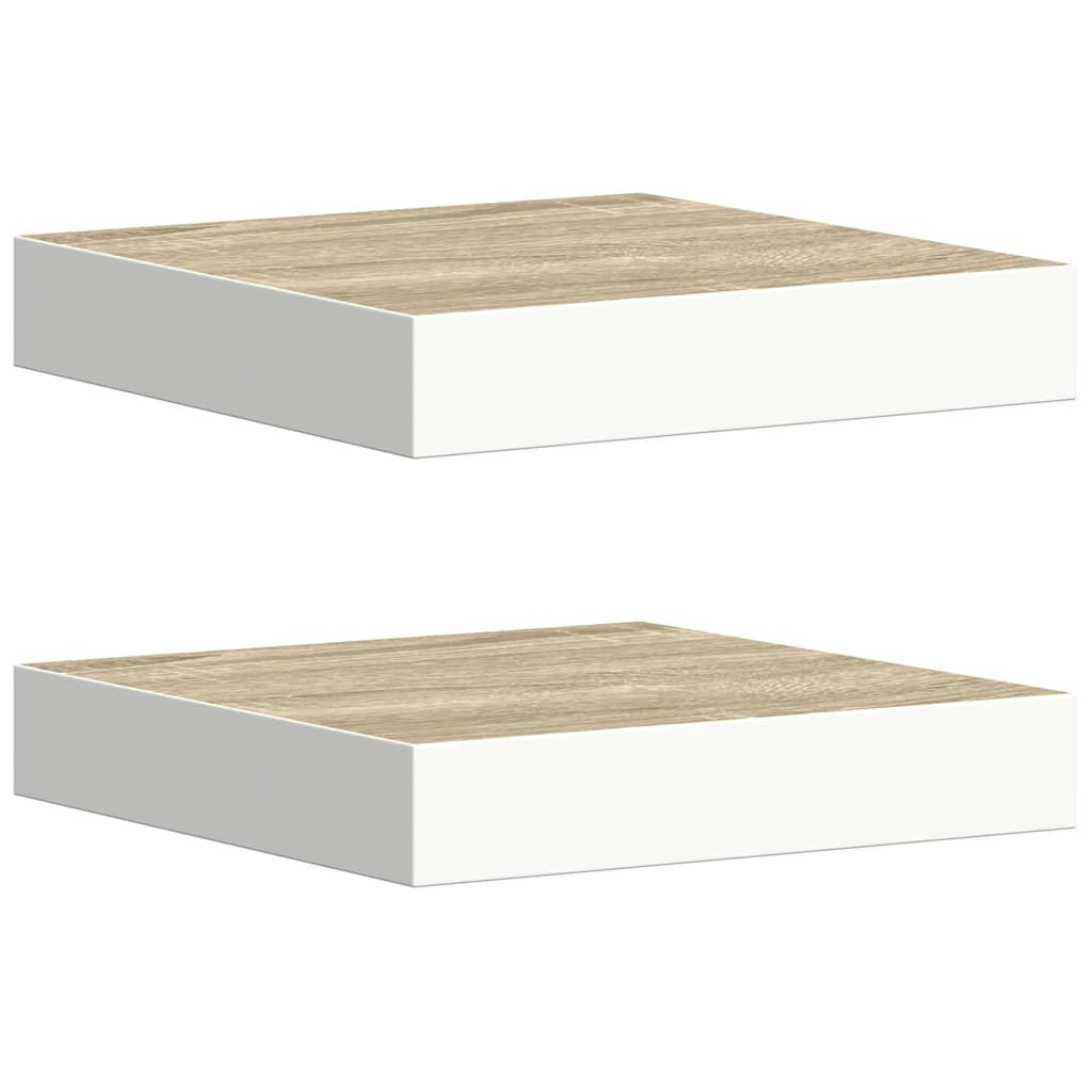 vidaXL Schweberegale 2 Stk. Eichen-Optik und Weiß 23x23,5x3,8 cm MDF
