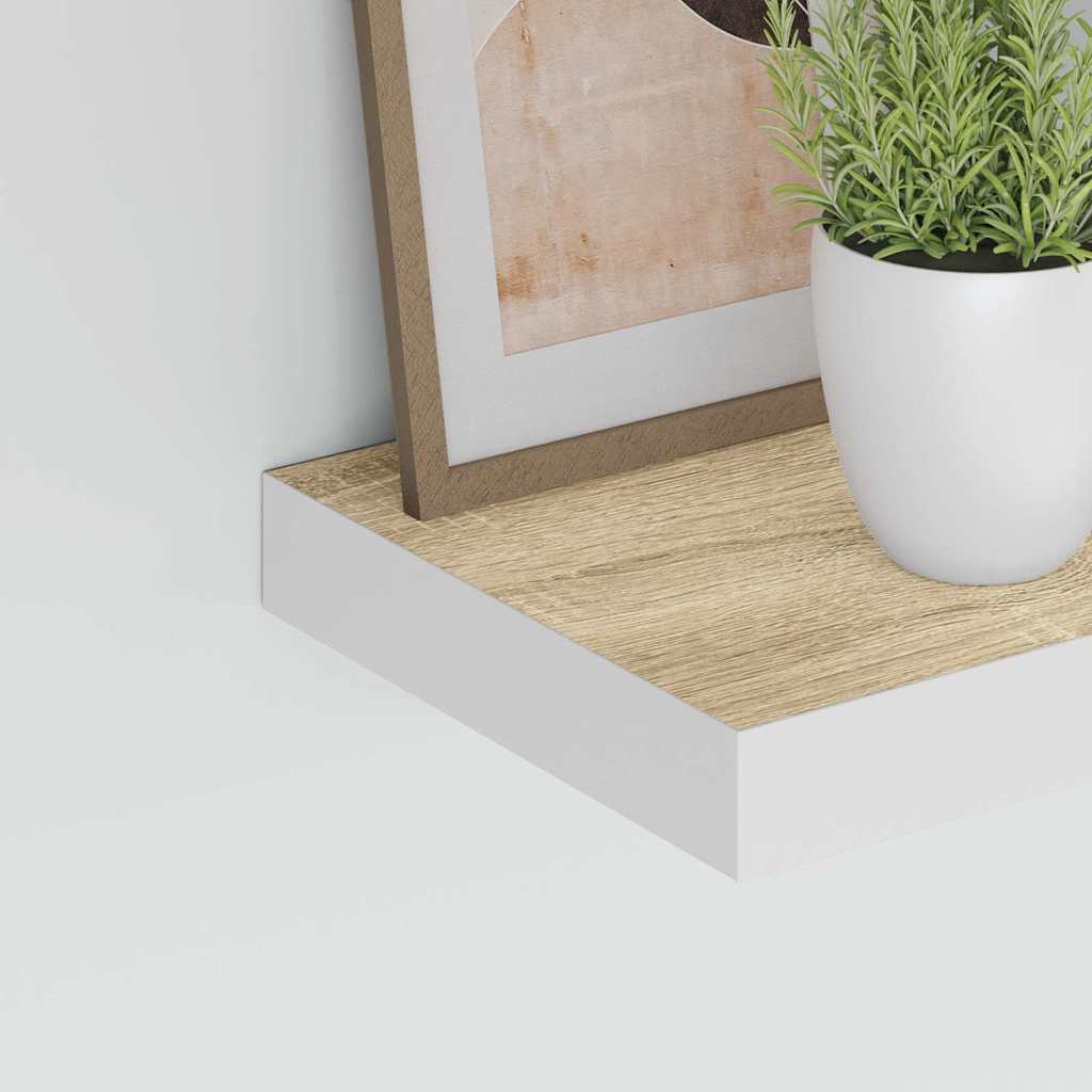 vidaXL Schweberegale 2 Stk. Eichen-Optik und Weiß 23x23,5x3,8 cm MDF