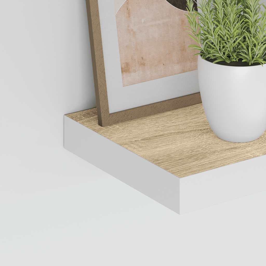 vidaXL Schweberegal Eichenoptik und Weiß 40x23x3,8 cm MDF