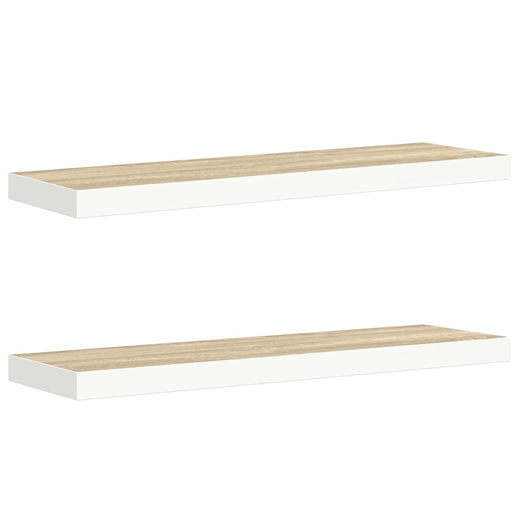 vidaXL Schweberegale 2 Stk. Eiche und Weiß 90x23,5x3,8 cm MDF