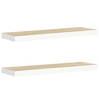 vidaXL Schweberegale 2 Stk. Eiche und Weiß 90x23,5x3,8 cm MDF