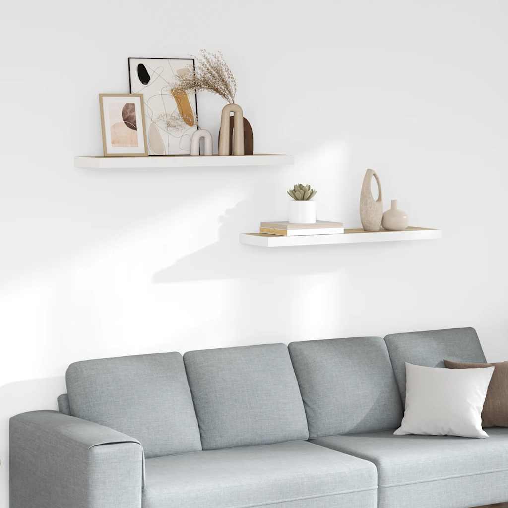 vidaXL Schweberegale 2 Stk. Eiche und Weiß 90x23,5x3,8 cm MDF