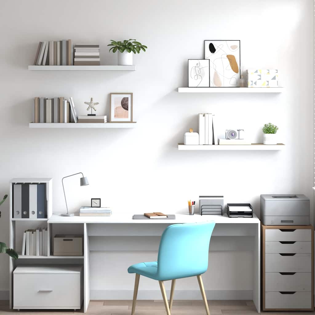 vidaXL Schweberegale 4 Stk. Eiche und Weiß 90x23,5x3,8 cm MDF