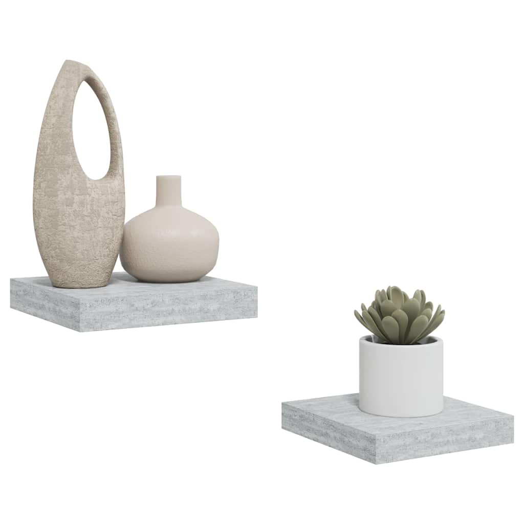 vidaXL Schweberegale 2 Stk. Betongrau 23x23,5x3,8 cm MDF