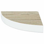 vidaXL Eck-Schweberegal Eichen-Optik und Weiß 25x25x3,8 cm MDF